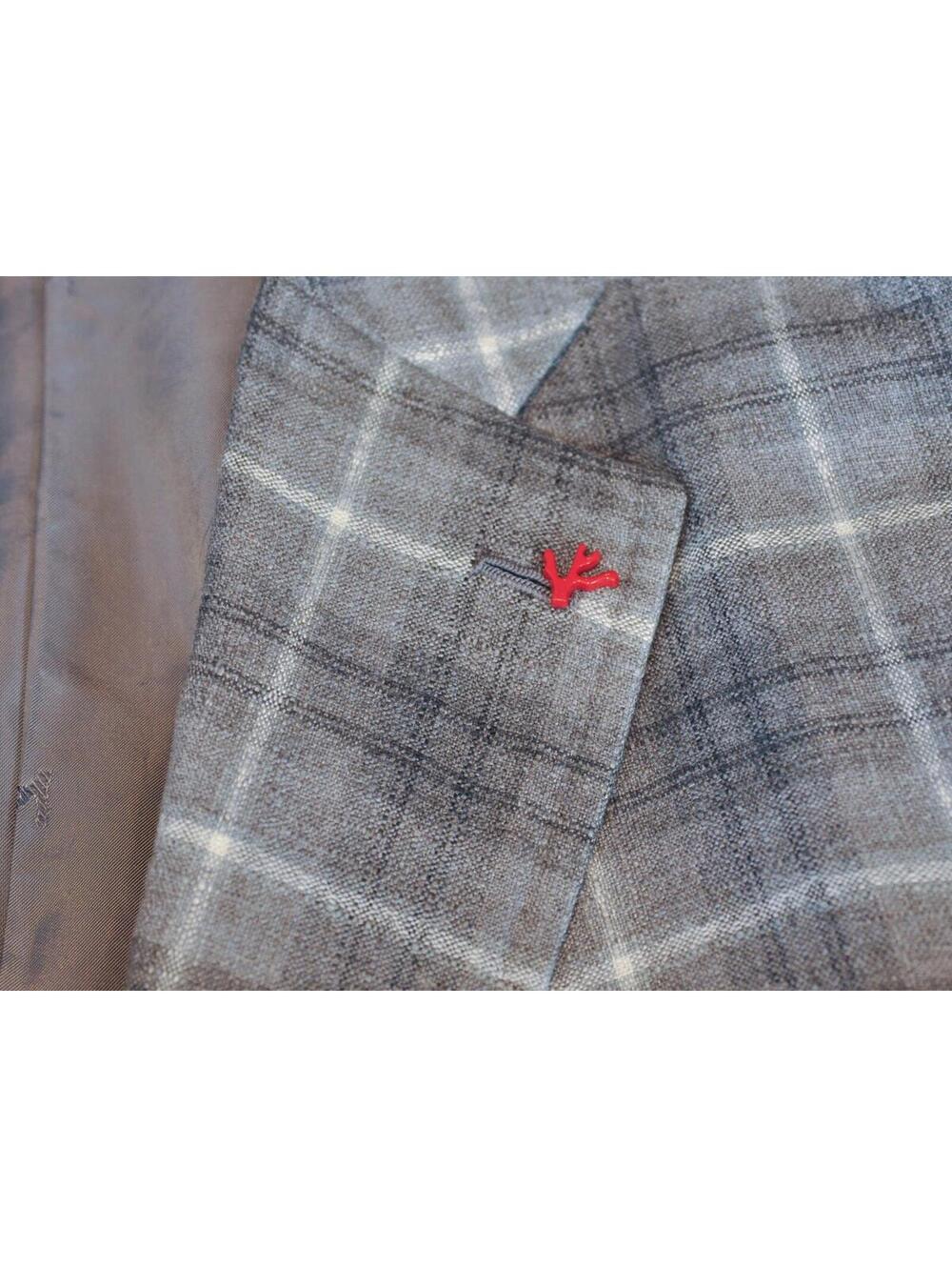 Isaia Grey Check Base Dustin CashSilk Blazer 48L 38724 - Picture 2 of 5